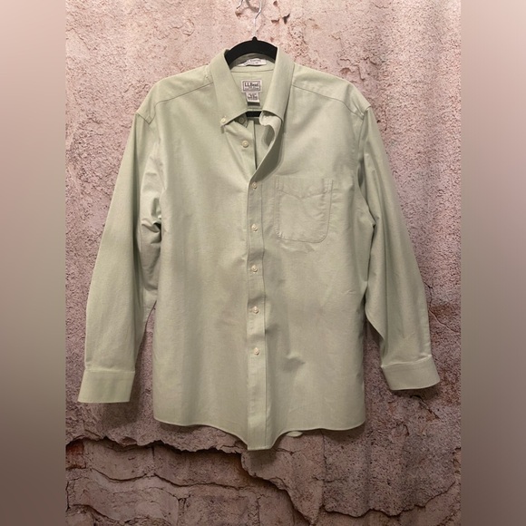 L.L Bean Mens Soft Mint Wrinkle Free Dress Shirt - Picture 1 of 5